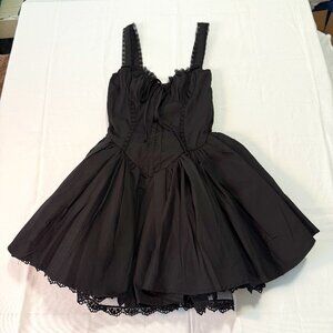 Black Lace Gothic Halloween Mini Corset Dress with Lace Size XS